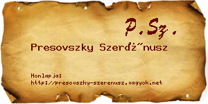 Presovszky Szerénusz névjegykártya
